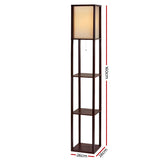 Artiss Floor Lamp 3 Tier Shelf Storage LED Light Stand Home Room Vintage Brown