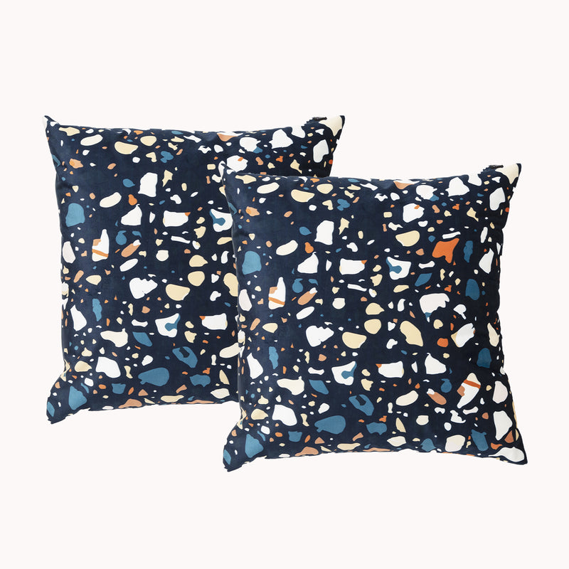 Terazzo Twin Pack Poly Velvet Printed Cushion by Renee Taylor