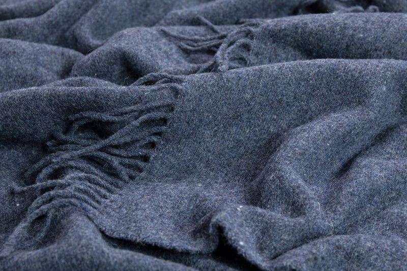 Oxford Throw - Merino Wool Blend - Navy