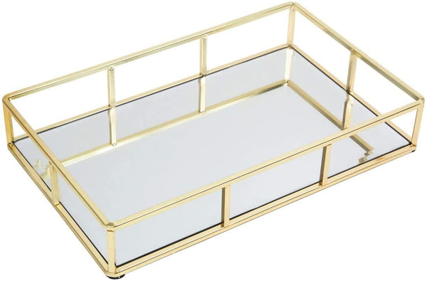 Tray Gold Mirror Decorative for Storage Jewelry and Makeup accessories