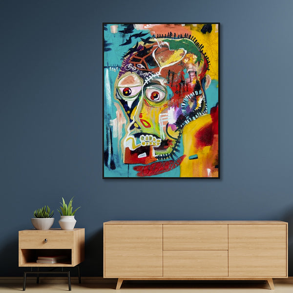 Wall Art 70cmx100cm Pop Art Head Black Frame Canvas