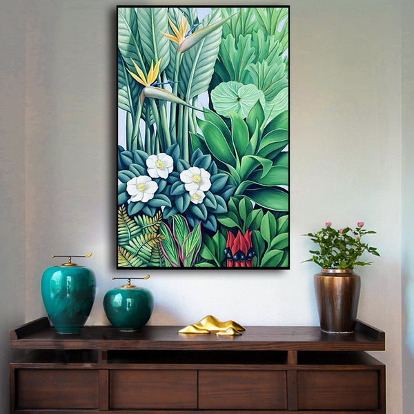 Wall Art 70cmx100cm Tropical plants Black Frame Canvas