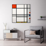 Wall Art 40cmx40cm Abstract Art By Piet Mondrian Black Frame Canvas