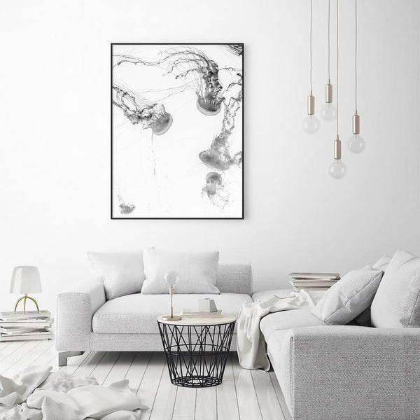 Wall Art 40cmx60cm Jellyfish Black Frame Canvas