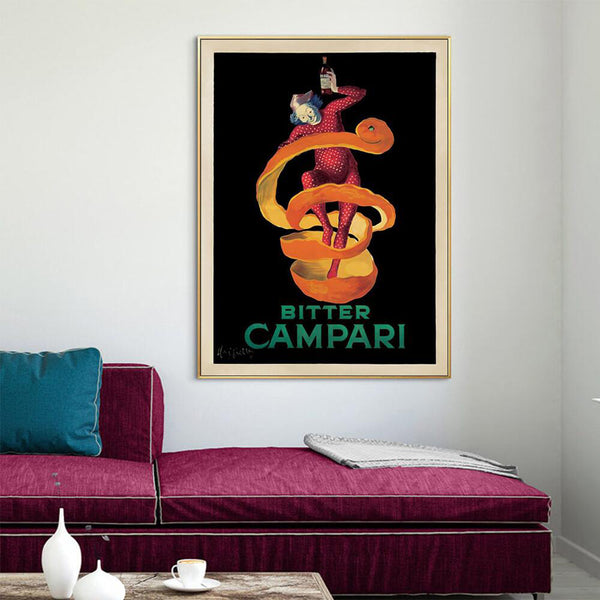 Wall Art 40cmx60cm Bitter Campari Gold Frame Canvas