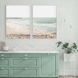 Wall Art 40cmx60cm Coastal Prints 2 Sets White Frame Canvas