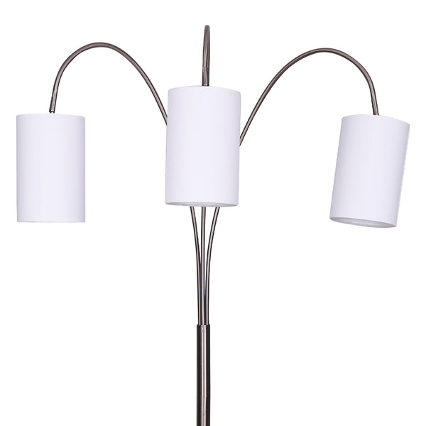 Sarantino 3-Light Metal Arc Floor Lamp - Nickel & Marble Finish