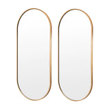 2 Set Wall Mirror Oval Aluminum Frame Bathroom 45x100cm GOLD