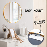 Wall Mirror Round Aluminum Frame Bathroom 60cm GOLD