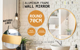 2 Set Wall Mirror Round Aluminum Frame Bathroom 70cm GOLD