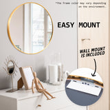 2 Set Wall Mirror Round Aluminum Frame Bathroom 70cm GOLD