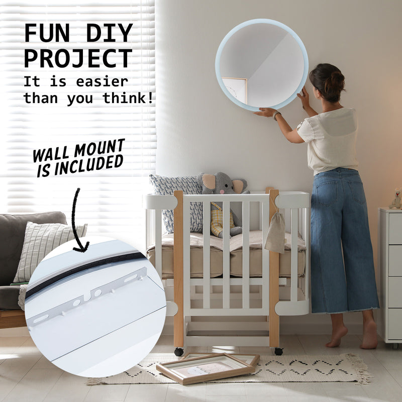 LED Wall Mirror Round Anti-Fog Bathroom 50cm