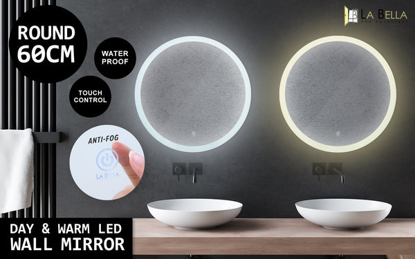 LED Wall Mirror Round Anti-Fog Bathroom 60cm