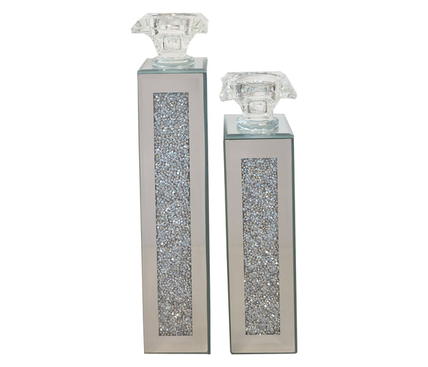 Crystal Crushed Candle Holder - Set of 2