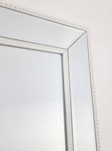 Medium White Beaded Framed Mirror - 70cm x 170cm