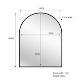 Black Metal Arch Mirror -  Small 80cm x 100cm