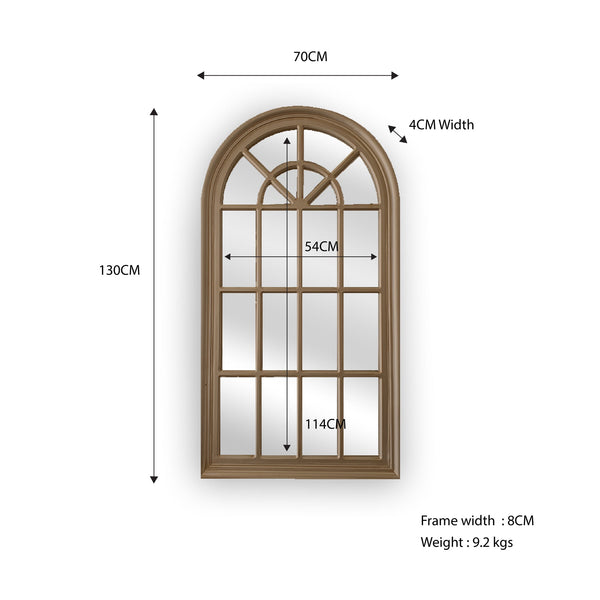 Window Style Mirror - Taupe Arch 70 CM x 130 CM