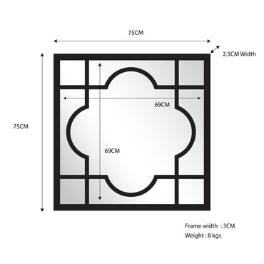 Window Style Mirror - Black Square 75cm x 75cm