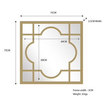 Window Style Mirror - Gold Square 75cm x 75cm