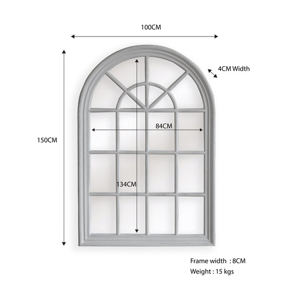 Window Style Mirror - White Arch 100 CM x 150 CM