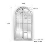 X-Large Window Style Mirror - White Arch 100 CM x 180 CM