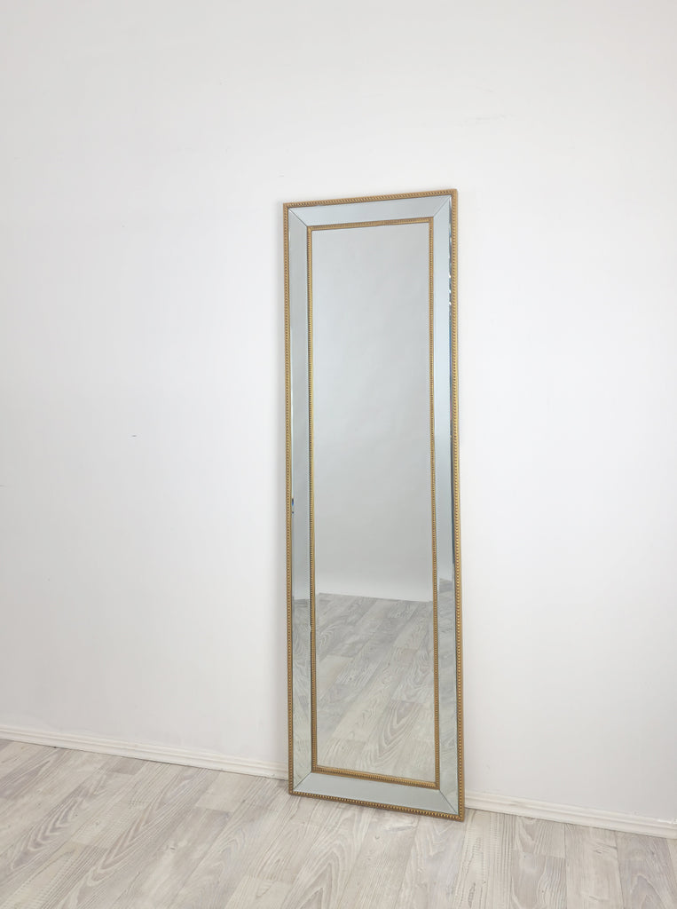 Gold Beaded Framed Mirror - Free Standing 50cm x 170cm