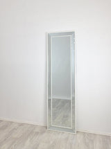 White Beaded Framed Mirror - Free Standing 50cm x 170cm