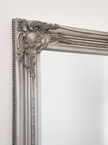 French Provincial Ornate Mirror - Antique Silver - Medium 70cm x 170cm