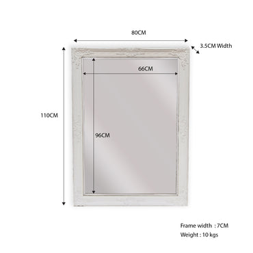 French Provincial Ornate Mirror - White - Small 80cm x 110cm