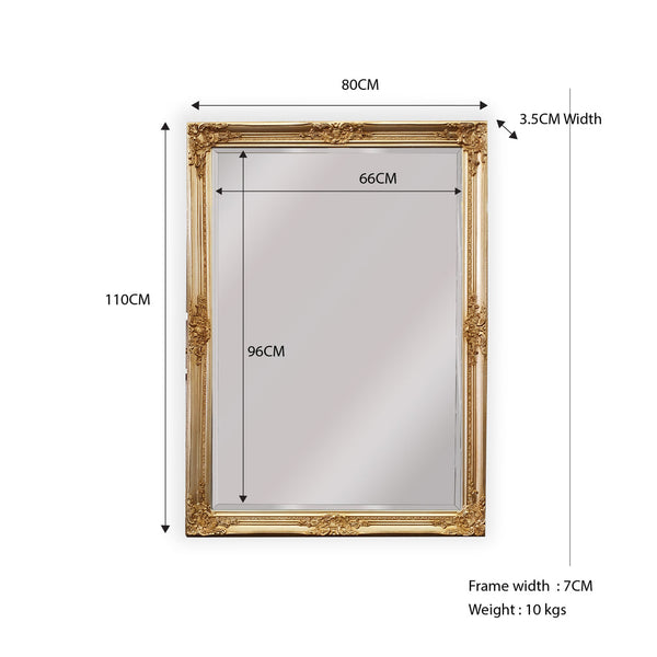 French Provincial Ornate Mirror - Country Gold - Small 80cm x 110cm