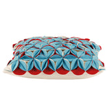 Amelie Aqua Blue & Red 3D Texture Cushion Cover