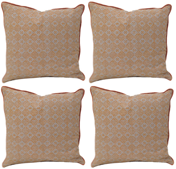 Pack of 4 Azuk Orange & Grey Cushion Covers 50cm x 50cm