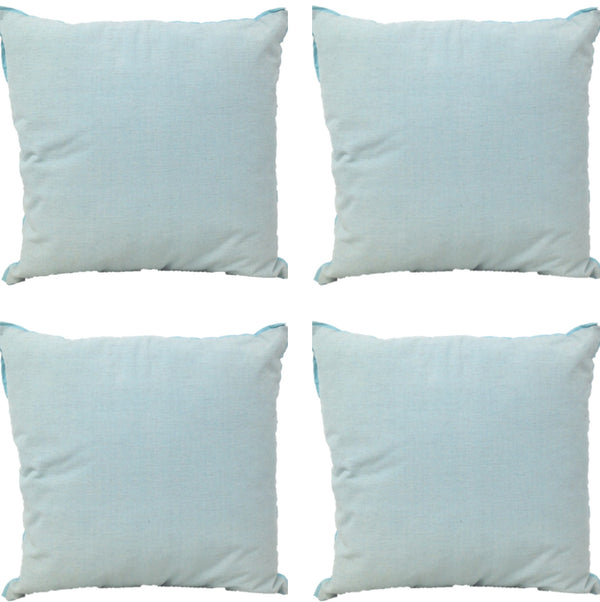 Pack of 4 Frida Aqua Blue 50cm x 50cm Cushion Covers with piping