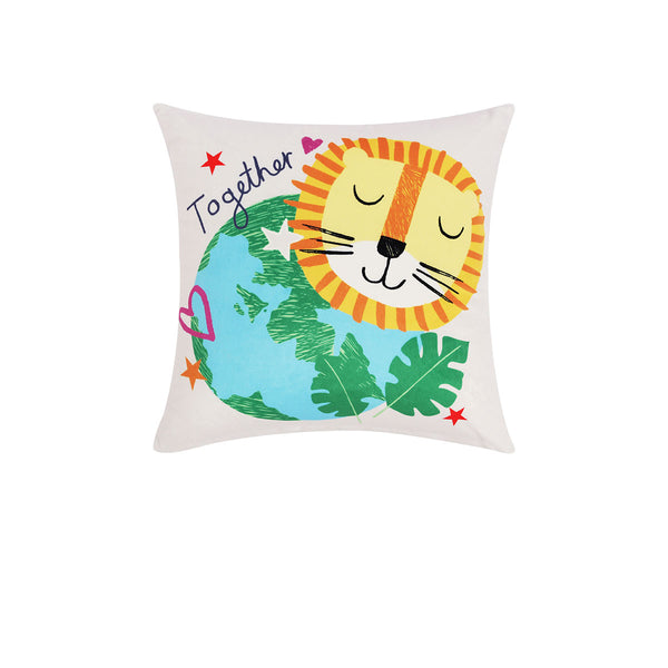 Happy Kids Our Planet Filled Square Cushion