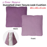 2-Tone Mauve Gusseted Linen Texture Look Filled Cushion 45 x 45 x 6 cm