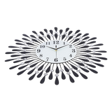 Large Modern 3D Crystal Wall Clock Luxury Art Metal Round Home Decor