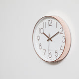 Modern Wall Clock Silent Non-Ticking Quartz Battery Operated Rose Gold