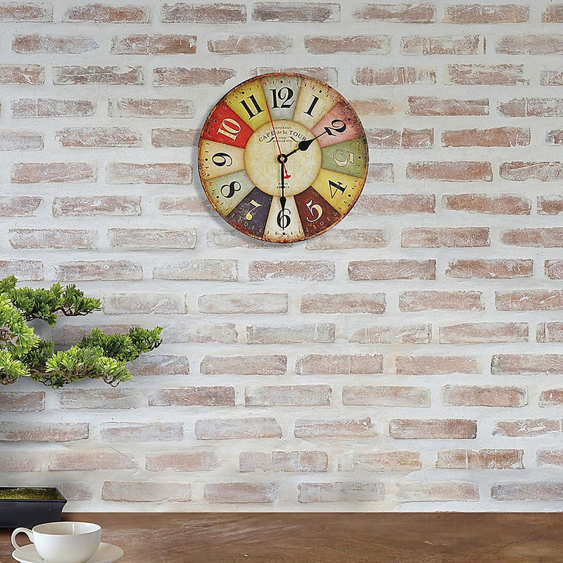 Large Colourful Wall Clock Kitchen Office Retro Timepiece