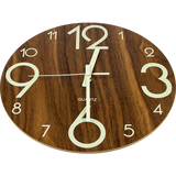 Glow In Dark Wall Clock Luminous Quartz Quiet Wooden Home Decor 30cm