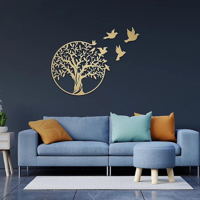 Metal Tree of Life Wall Art 7 Flying Birds Wall Sculpture