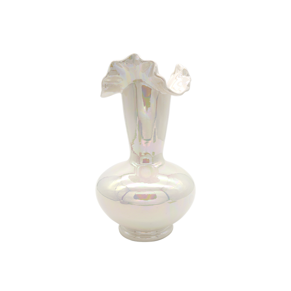 Mermaid Iridescent Ceramic Vase white