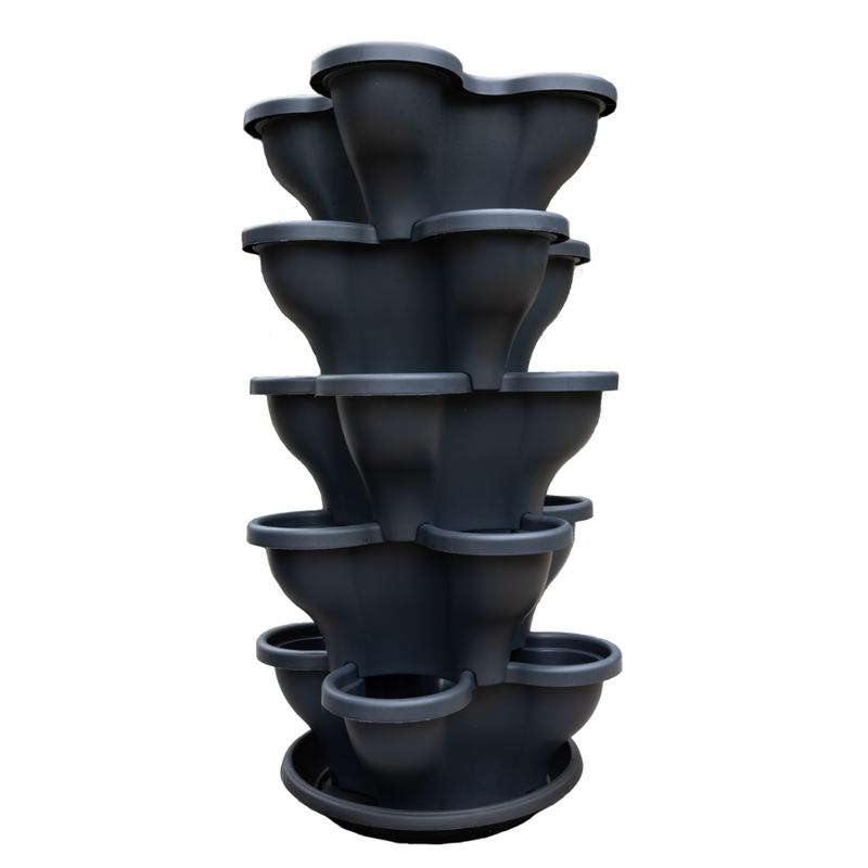 Single 5 Tier Large Verandah Planter - Charcoal